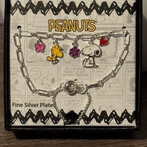 Peanuts silver plated adjustable charm bracelet